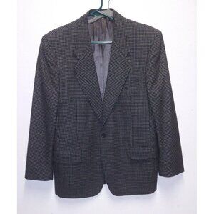 Mens LOUIS FERAUD Houndstooth sports coat jacket 40/42 Plaid Blazer  100% WOOL